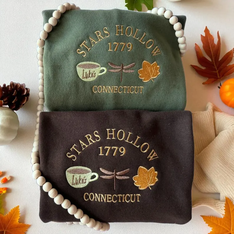 Cozy Stars Hollow Embroidered Sweatshirt for Gilmore Girls Fans