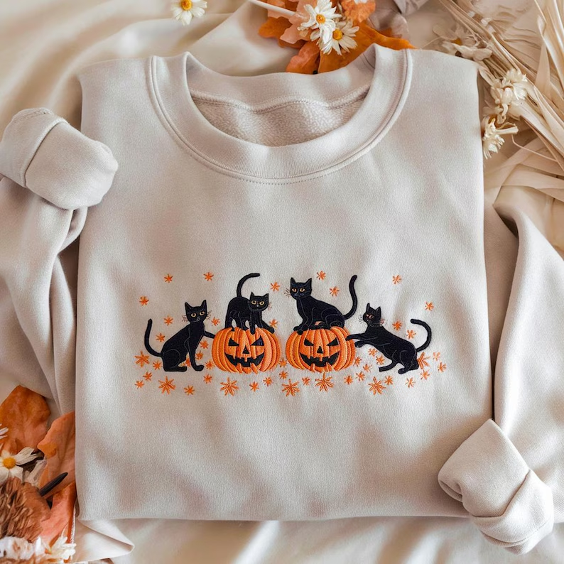Black Cat & Pumpkin Halloween Sweatshirt