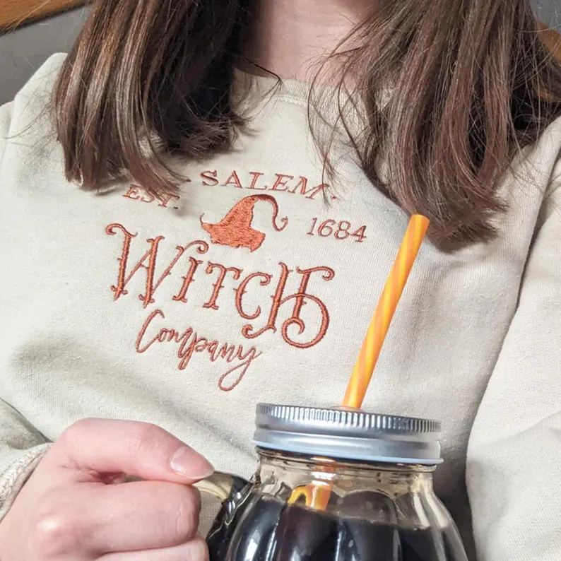 Witch Halloween Embroidered Sweatshirt