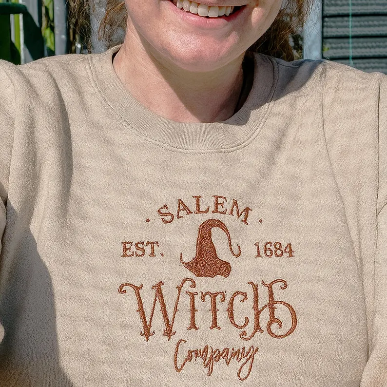 Witch Halloween Embroidered Sweatshirt