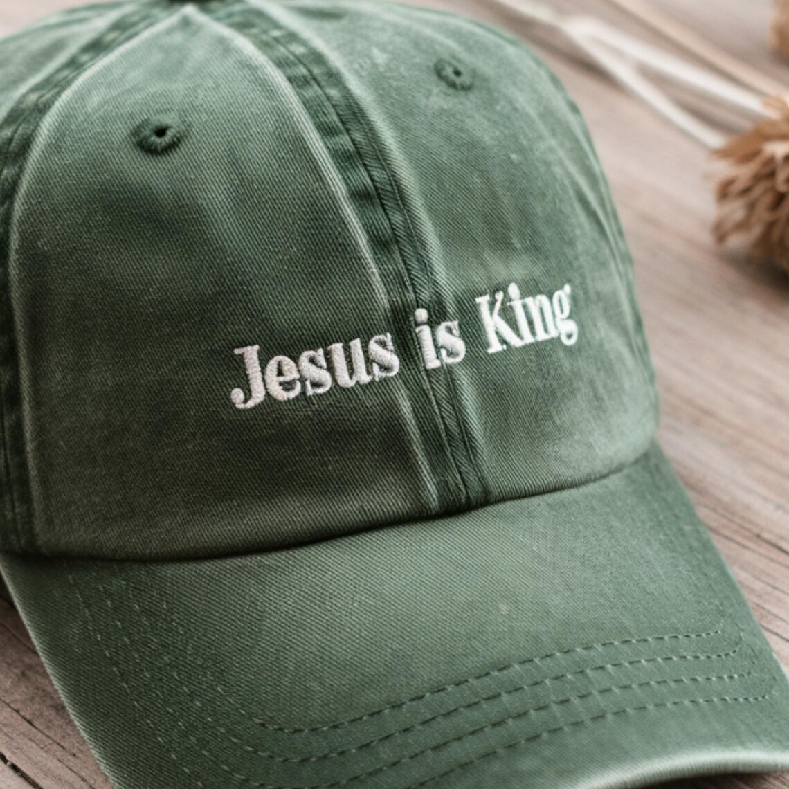 ChatGPT đã nói: Jesus is King Embroidered Dad Hat – Christian Faith Cap