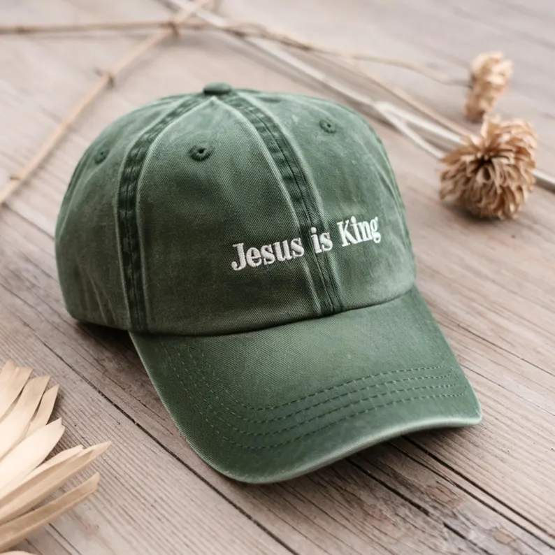ChatGPT đã nói: Jesus is King Embroidered Dad Hat – Christian Faith Cap