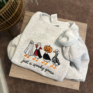 Spooky Goose Embroidered Halloween Sweatshirt
