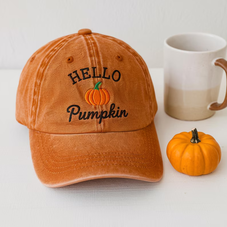 Embroidered Hello Pumpkin Dad Hat