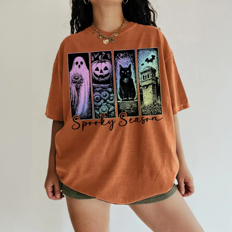 Retro Halloween Graphic Tee, Ghost Shirt