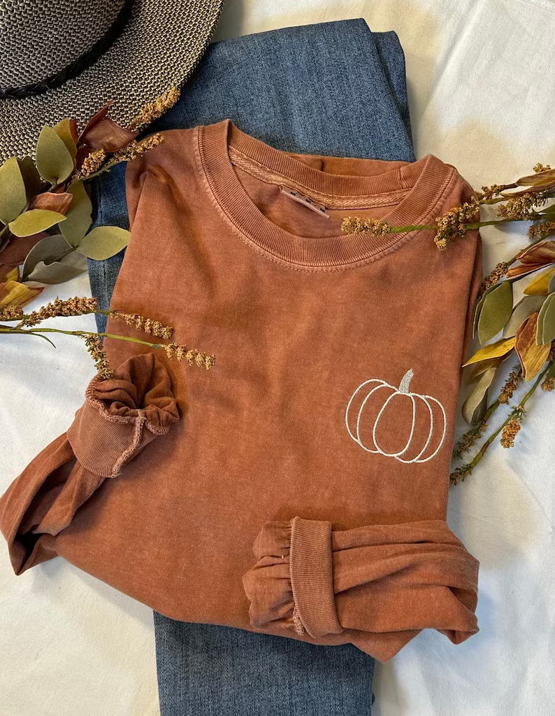 Pumpkin Embroidered Sweatshirt – Premium Comfort Colors Crewneck