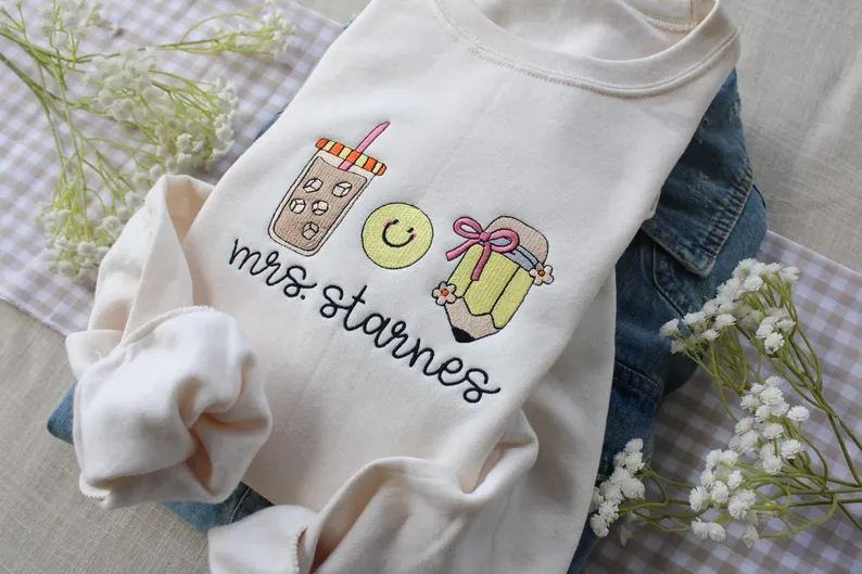 Personalized Teacher Embroidered Sweatshirt – Premium Comfort Colors Crewneck