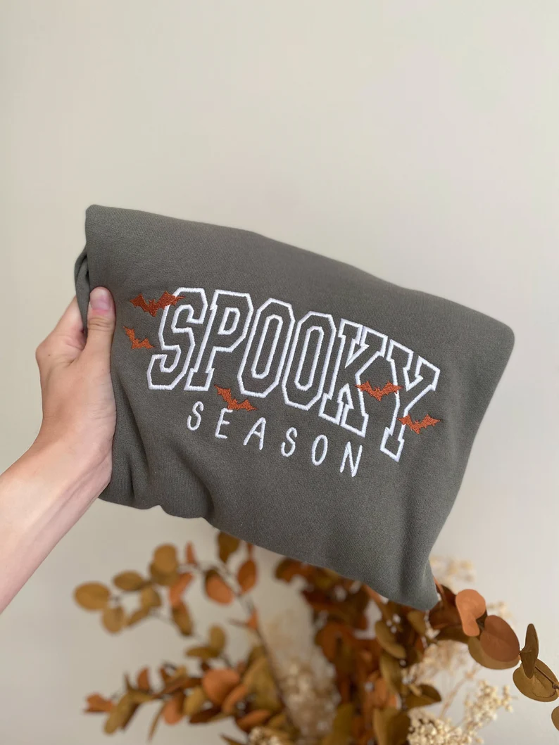 Spooky Season Varsity Halloween Sweatshirt โ Premium Comfort Colors Crewneck