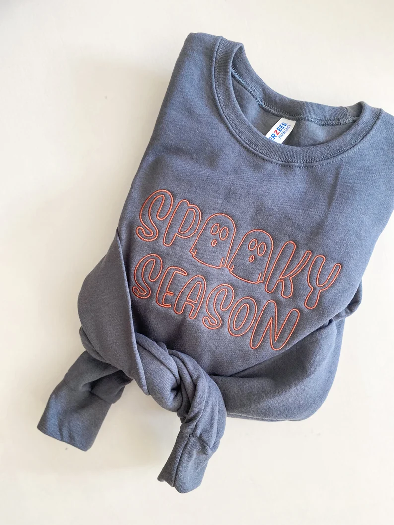 Halloween Ghost Embroidered  Sweatshirt