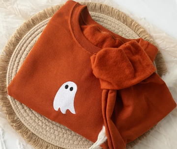 Halloween Embroidered Ghost  Sweatshirt