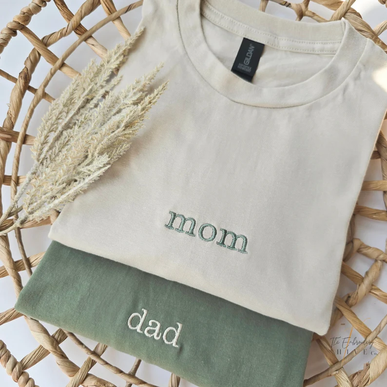 New Mom– Embroidered Mama Tee, Mother’s Day T-Shirt