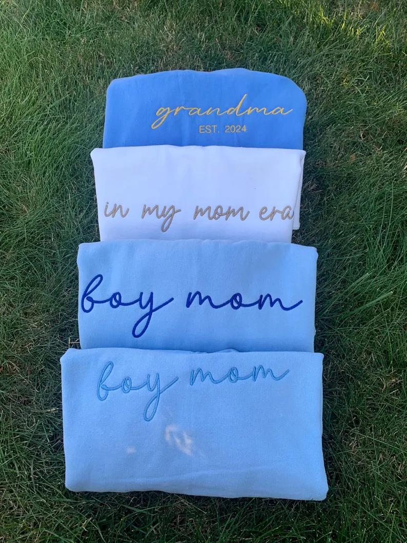 Boy Mom Embroidered Sweatshirt – Unisex Crewneck Mother’s Day Gift