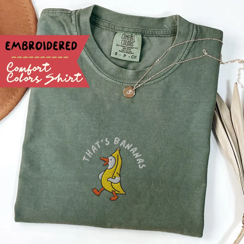 Funny Goose Tee โ Embroidered Silly Goose Premium Comfort Colorsยฎ Shirt