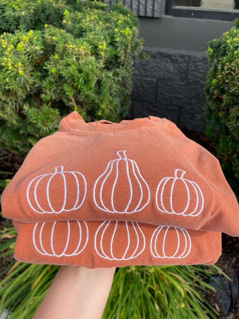 Halloween Pumpkin Tee – Embroidered Fall Shirt