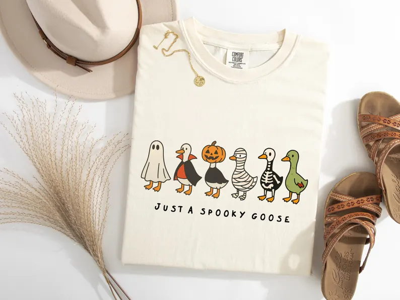 Funny Goose Skeleton Spooky Season Tee- Halloween Shirt