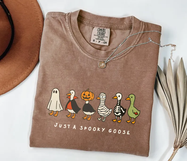 Funny Goose Skeleton Spooky Season Tee- Halloween Shirt