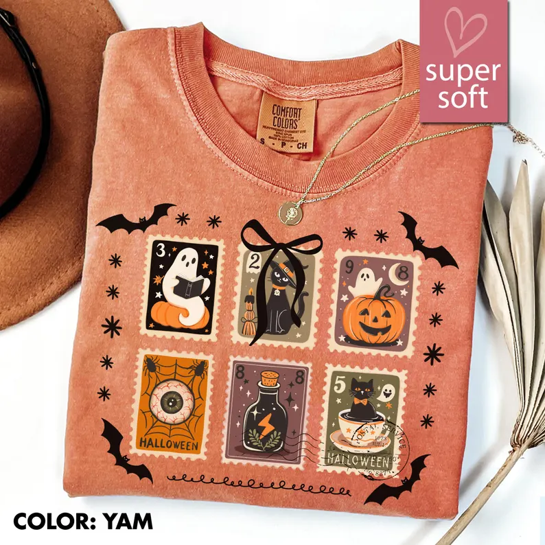 Retro Ghost Fall Tee- Comfort Colors® Halloween Shirt