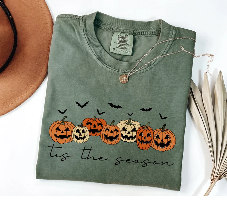 Women’s Halloween Shirt – Cute Pumpkin Fall Graphic Tee