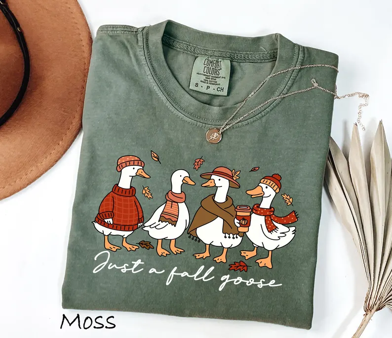 Cute Goose Shirt – Comfort Colors® Fall Coffee Graphic Tee
