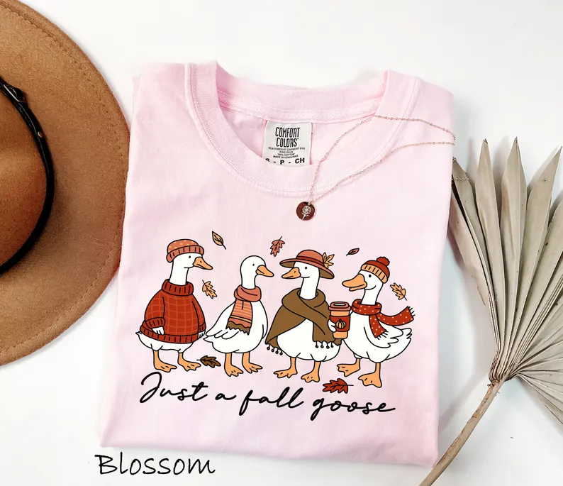 Cute Goose Shirt – Comfort Colors® Fall Coffee Graphic Tee