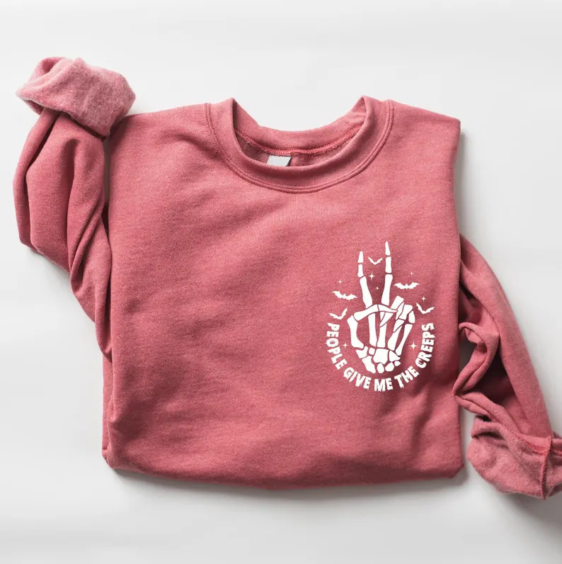 People Give Me The Creeps Sweatshirt – Skeleton Hands Halloween Tee