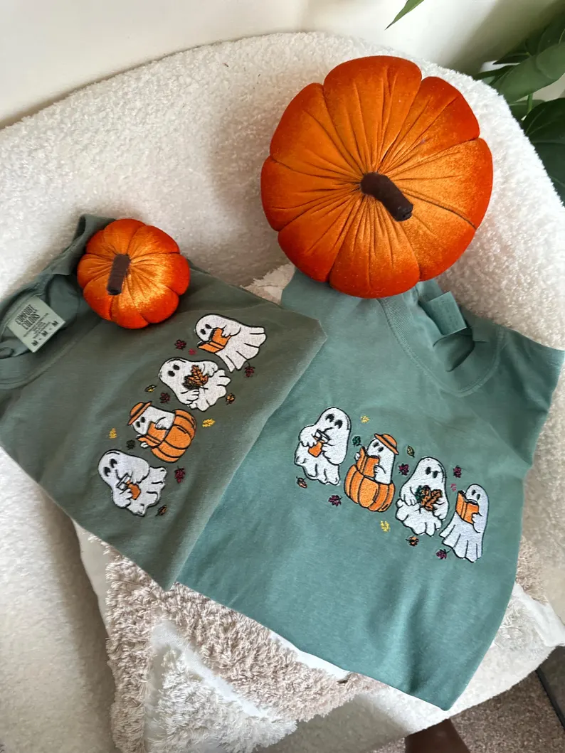 Cute Halloween Ghost Shirt – Cozy Autumn Pumpkin Latte Tee