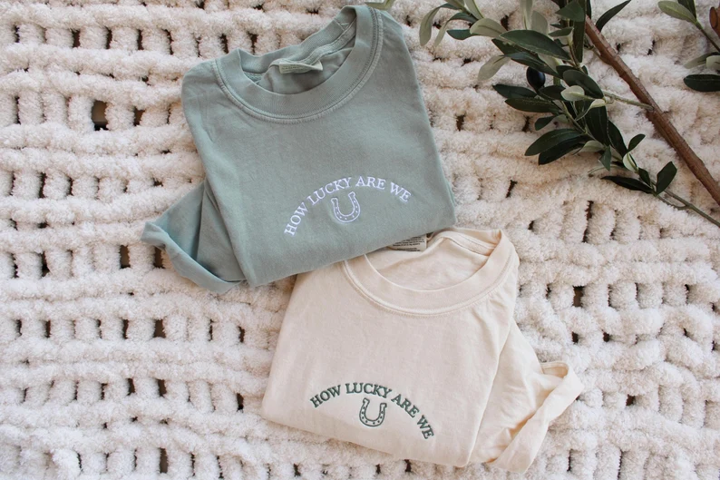 How Lucky Are We Embroidered Tee – Comfort Colors® St. Patrick’s Day Shirt