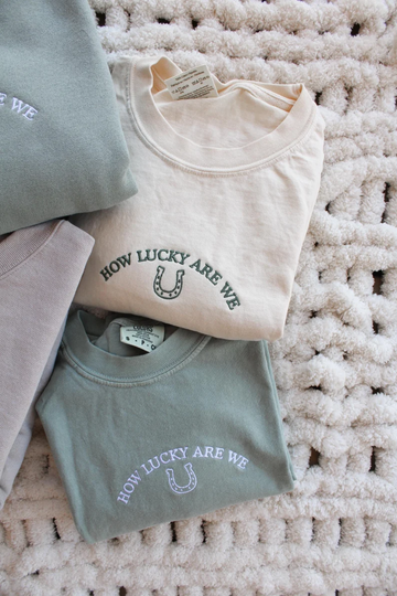 How Lucky Are We Embroidered Tee – Comfort Colors® St. Patrick’s Day Shirt