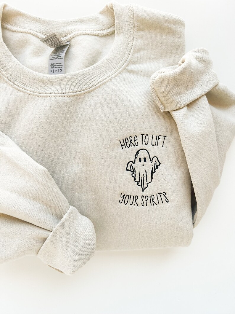 Halloween Embroidered Crewneck Sweatshirt โ Ghost Minimalist Tee