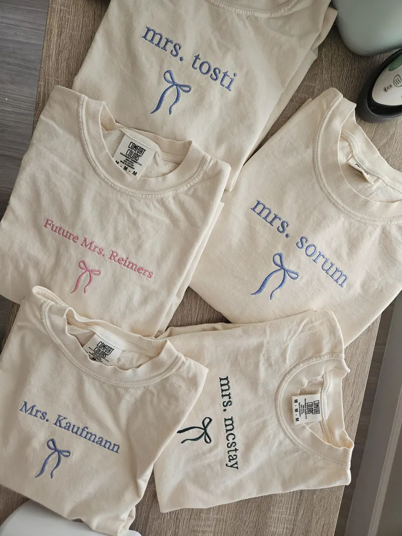 Custom Embroidered Mrs. Shirt – Bride Wedding Tee