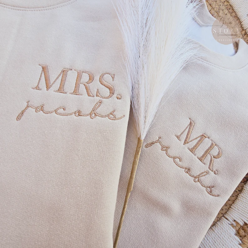 Custom Mrs. Embroidered Sweatshirt – Bride & Engagement Gift