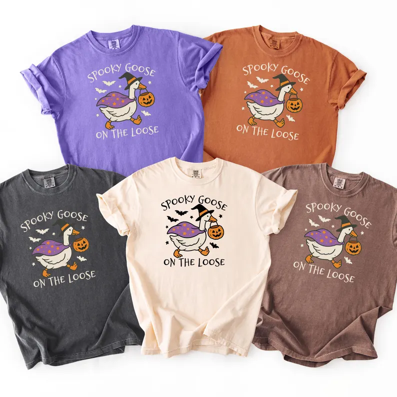 Spooky Goose Comfort Colors® Shirt, Funny Halloween Witchy Tee