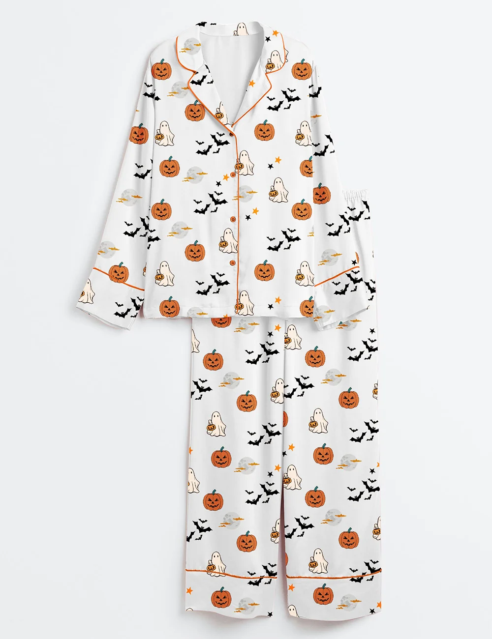 Pumpkin Boo Pajamas – Women’s Satin Halloween  Sleepwear