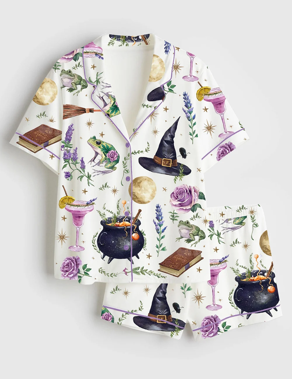 Women’s Halloween Pajama Set – Witchy Spooky Season Satin  PJs