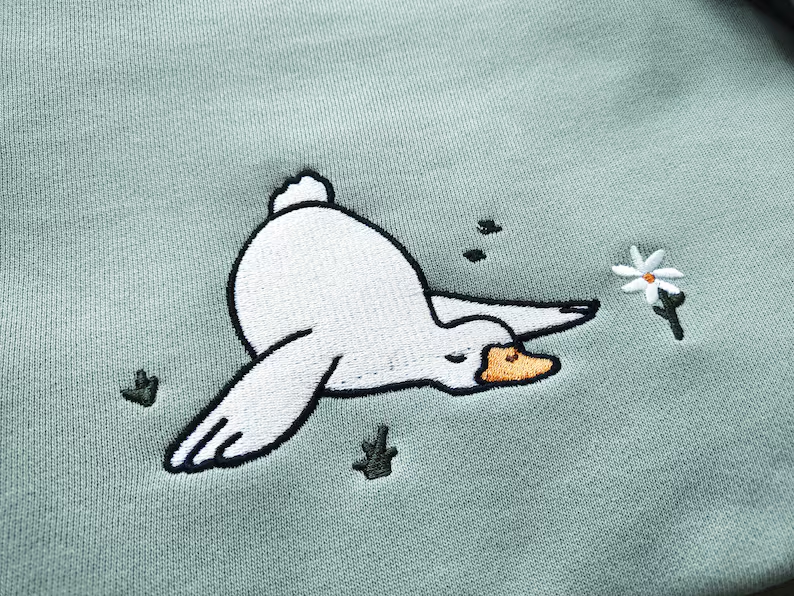 Funny Silly Goose Embroidered Crewneck – Duck & Daisy Sweatshirt