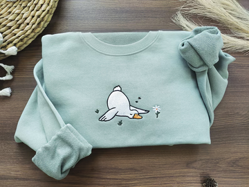 Funny Silly Goose Embroidered Crewneck – Duck & Daisy Sweatshirt