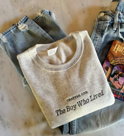 The Boy Who Lived Embroidered Sweatshirt – Wizard Bookish Crewneck
