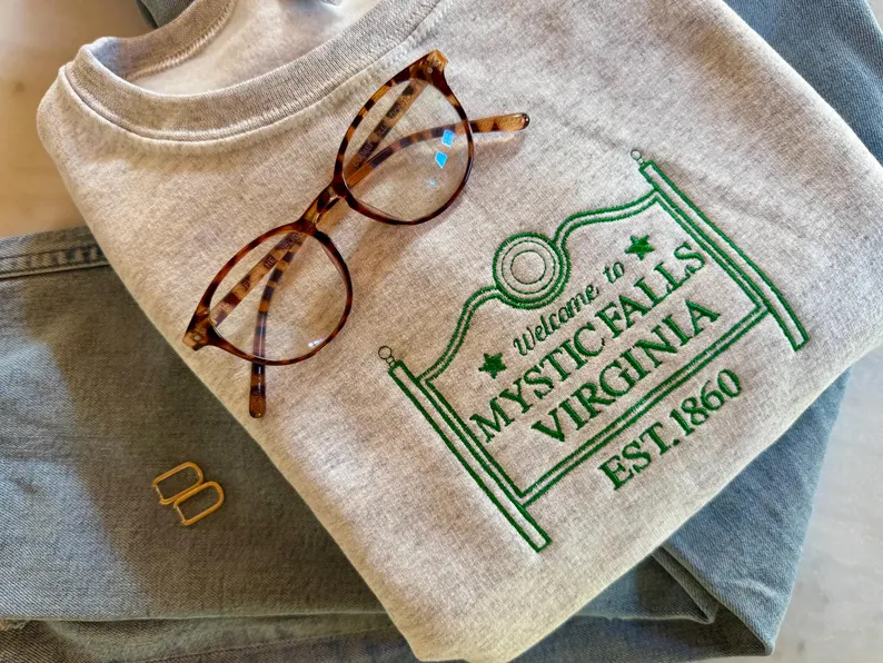 Mystic Falls Crewneck – Embroidered TVD Inspired Sweatshirt