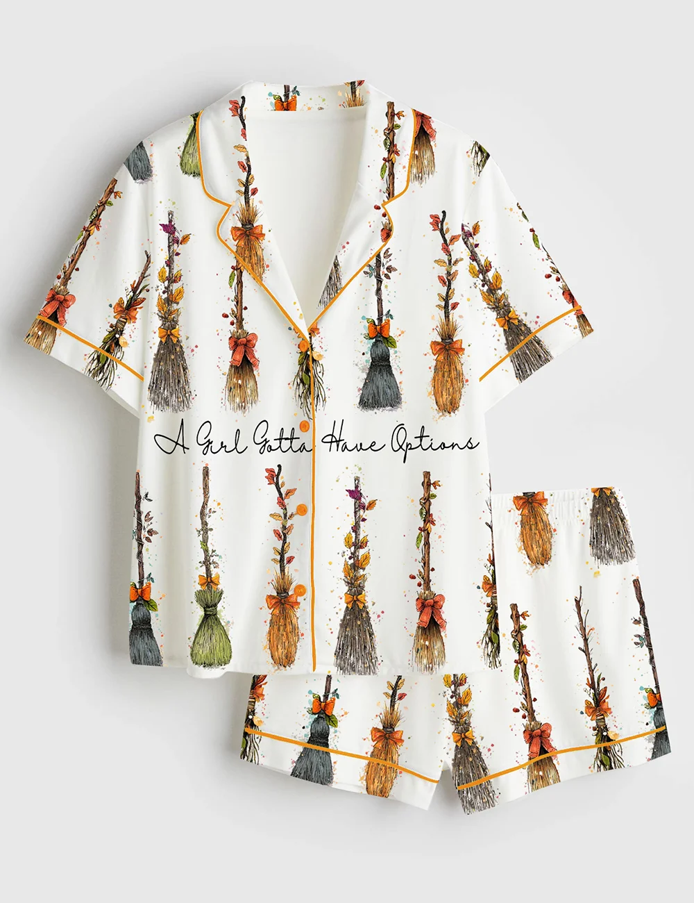 Retro Halloween Witches Sleepwear- Women’s Satin Pajama Set