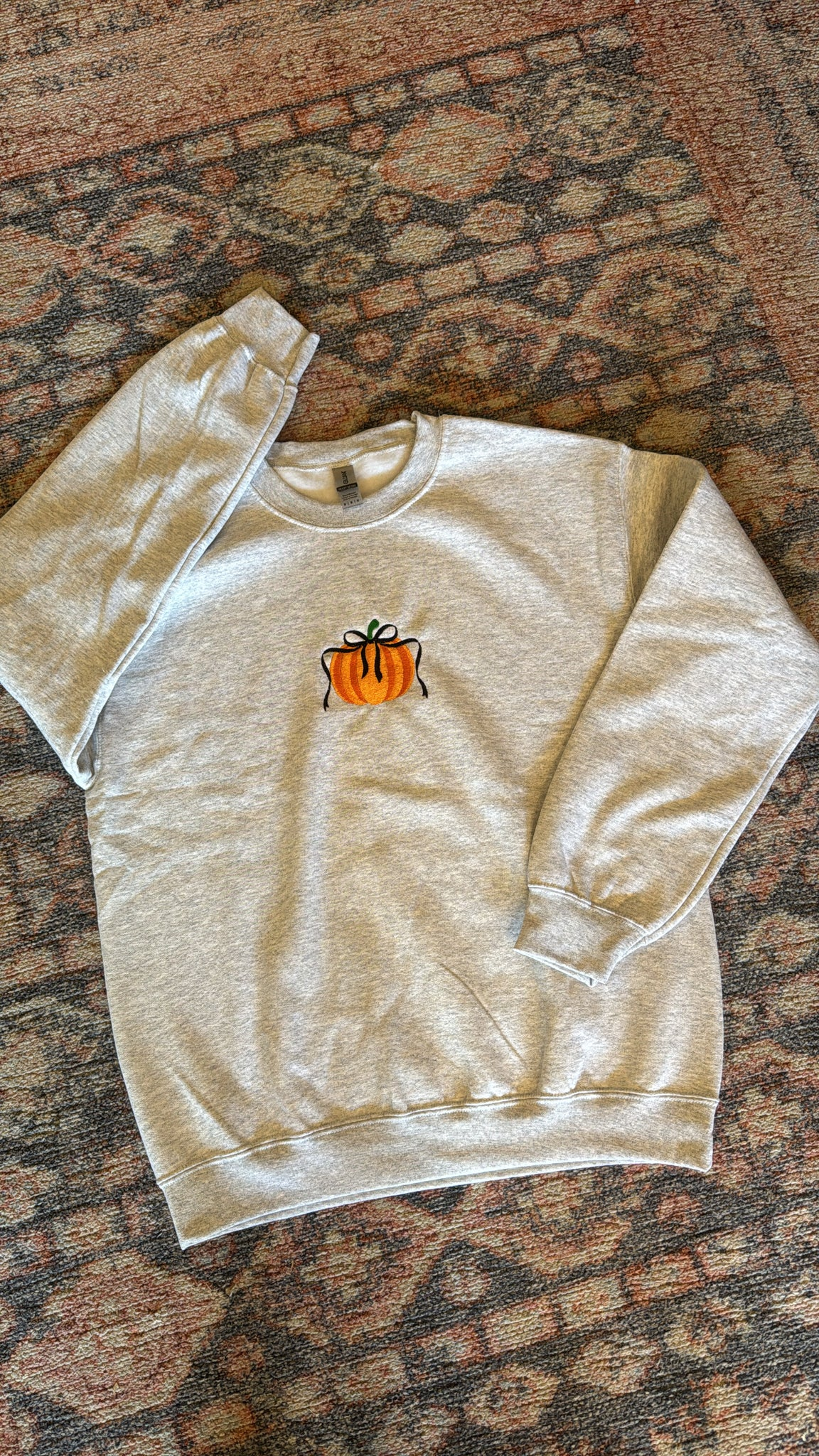 Pumpkin Embroidered Sweatshirt – Coquette Fall Crewneck Sweater
