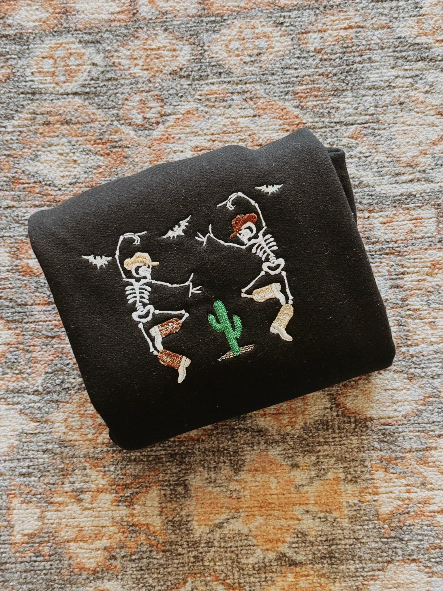 Embroidered Skeleton Sweatshirt – Dancing Skeletons Halloween Sweater