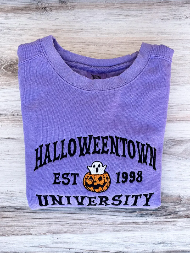 Halloweentown Comfort Colors Sweatshirt – Fall Vibes, Ghosts & Pumpkins