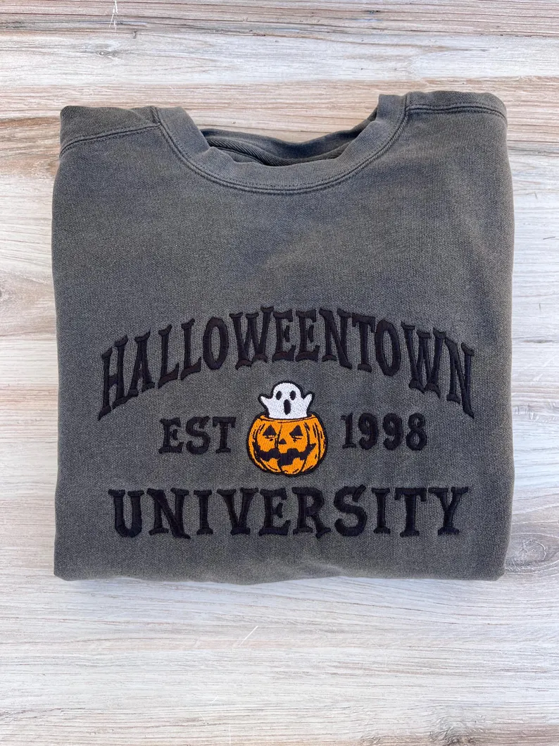 Halloweentown Comfort Colors Sweatshirt – Fall Vibes, Ghosts & Pumpkins