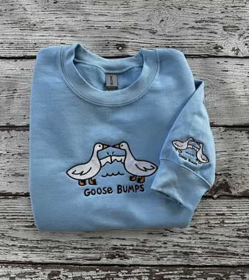 Goose Bumps Embroidered Sweatshirt – Funny Goose Pun Crewneck for Animal Lovers