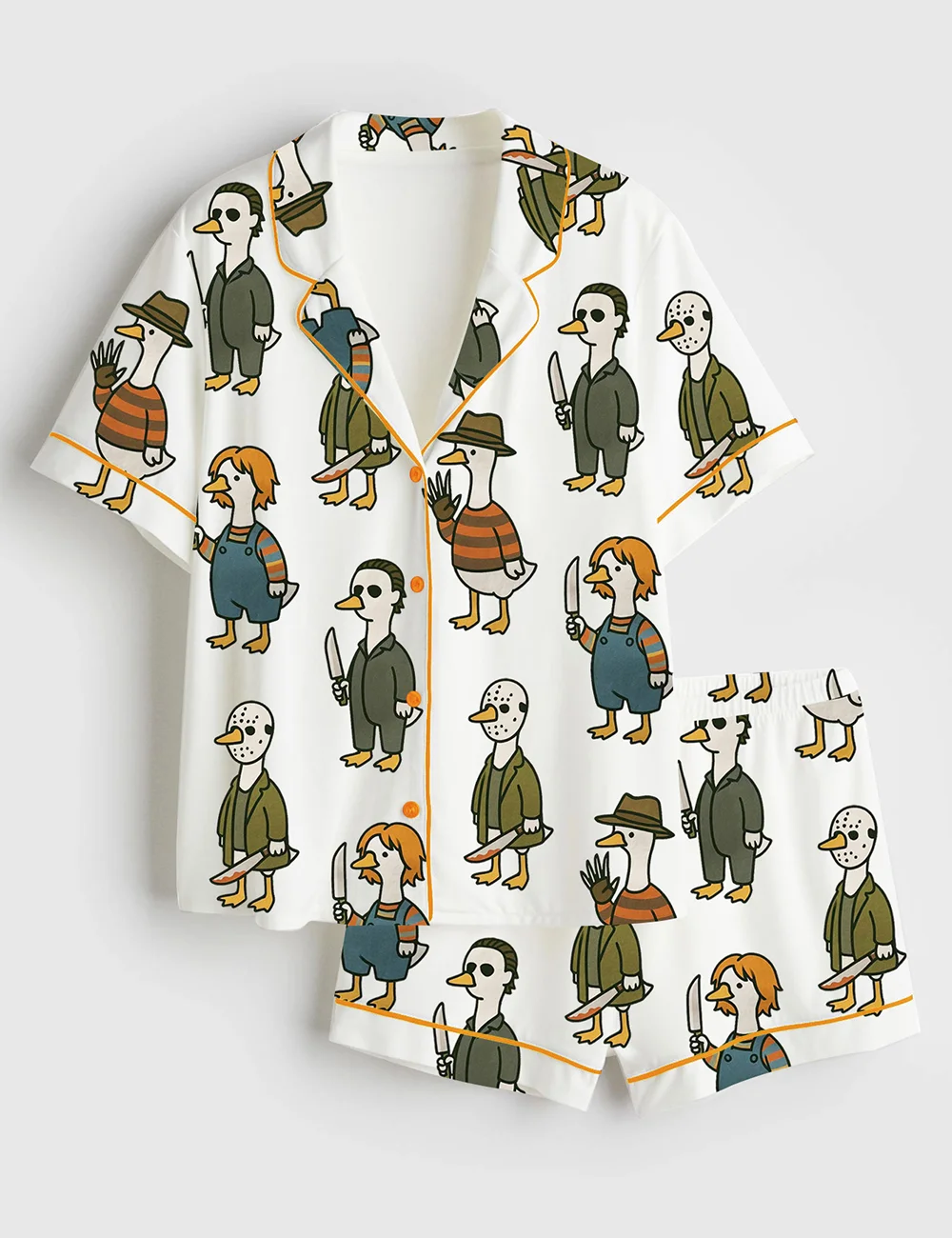 Just A Horror Goose Halloween Silly Goose Satin Pajama Set