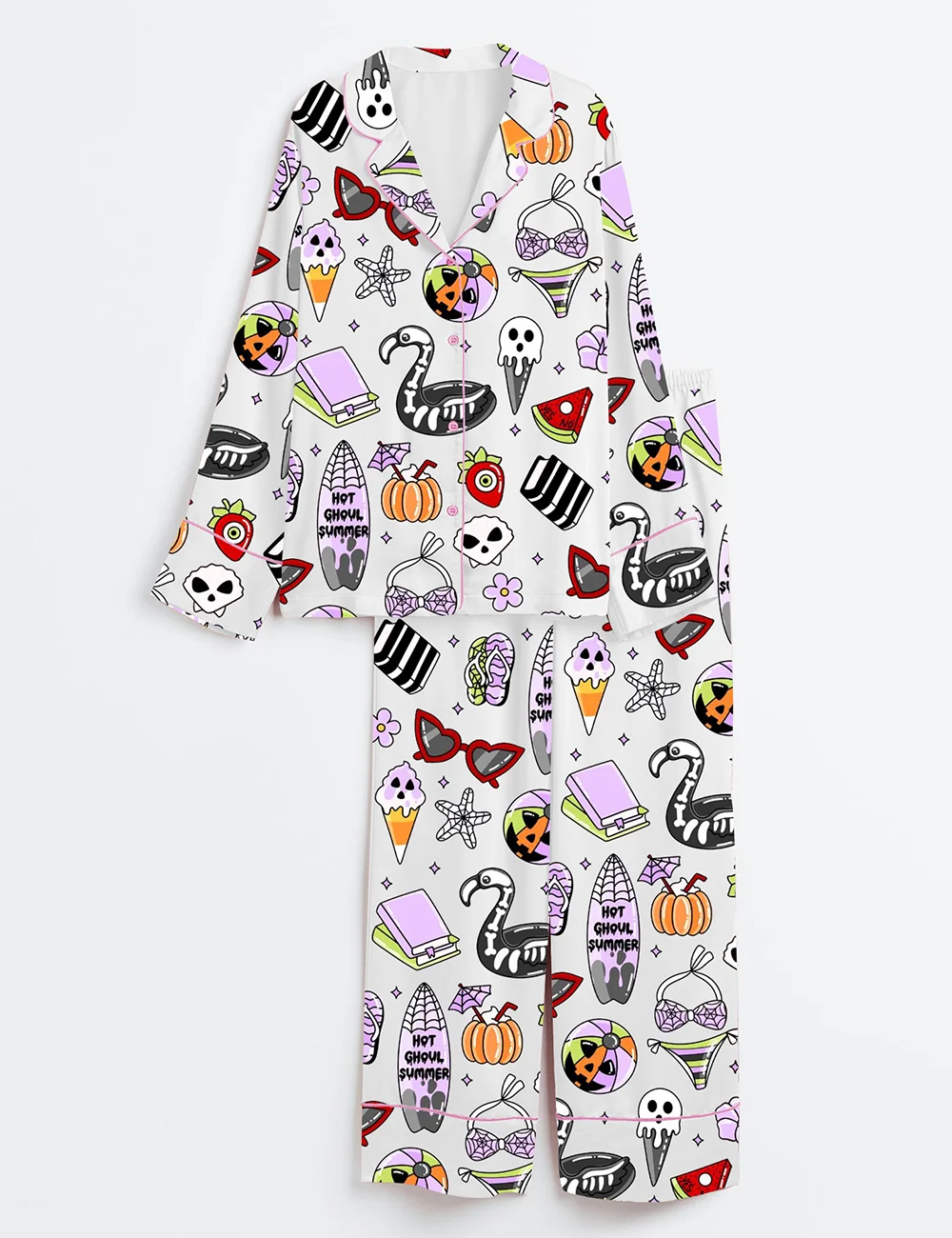 Summerween Halloween Satin Pajama Set – Spooky Pumpkin PJs