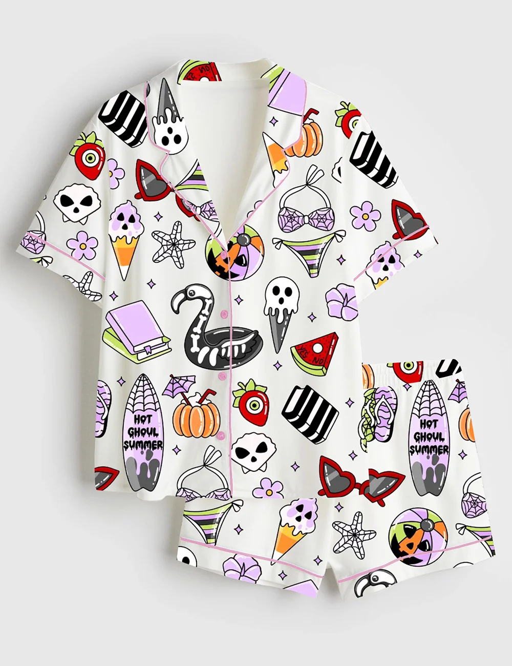 Summerween Halloween Satin Pajama Set – Spooky Pumpkin PJs