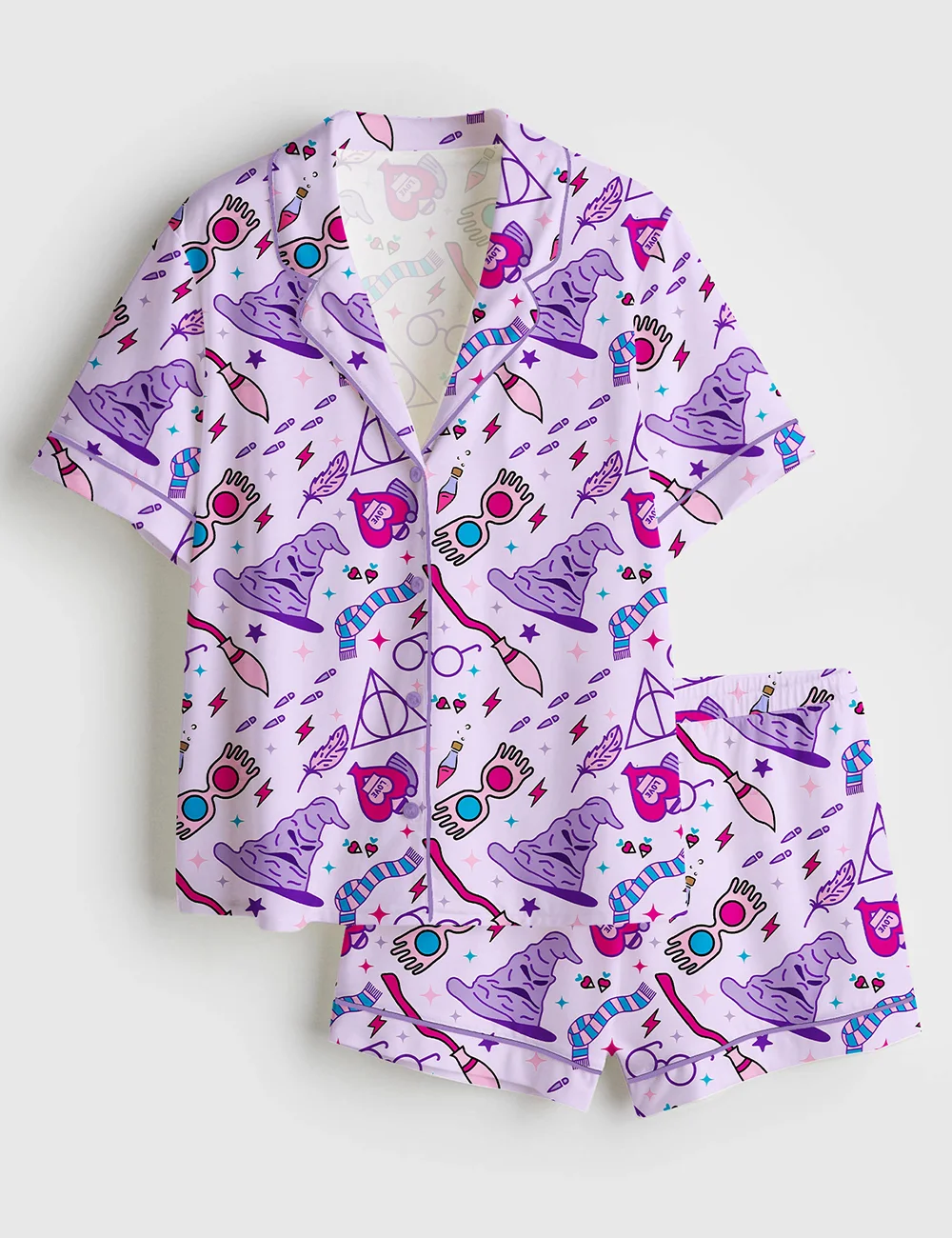 Women’s Witch Halloween Satin Pajama Set – Long Sleeve Spooky PJs