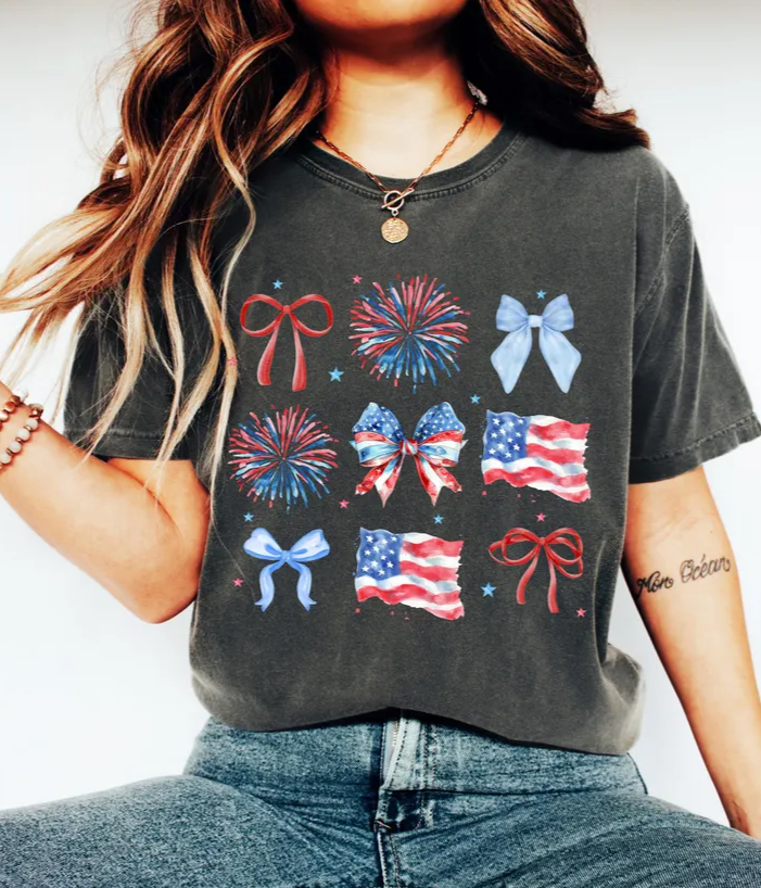 Coquette Bow 4th of July Shirt – Patriotic & Cute