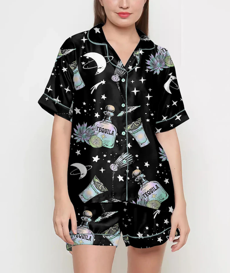 Witch Halloween Pajama Set - Satin Spooky Party PJs